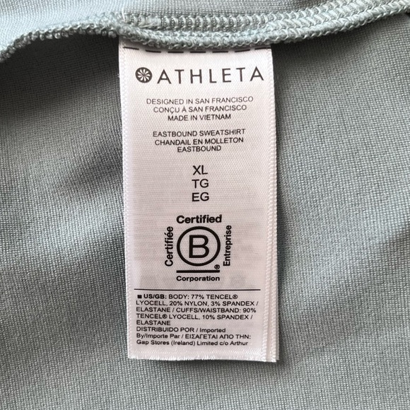 Athleta Eastbound Sweatshirt Sage Green Size XLarge Pullover V Neck Comfort Cozy - Picture 5 of 7